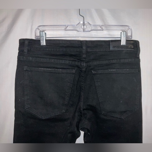 NWT GFTD Los Angeles SAVAGE Skinny Distressed Painted Black Jeans 34” X 32” - Picture 9 of 10